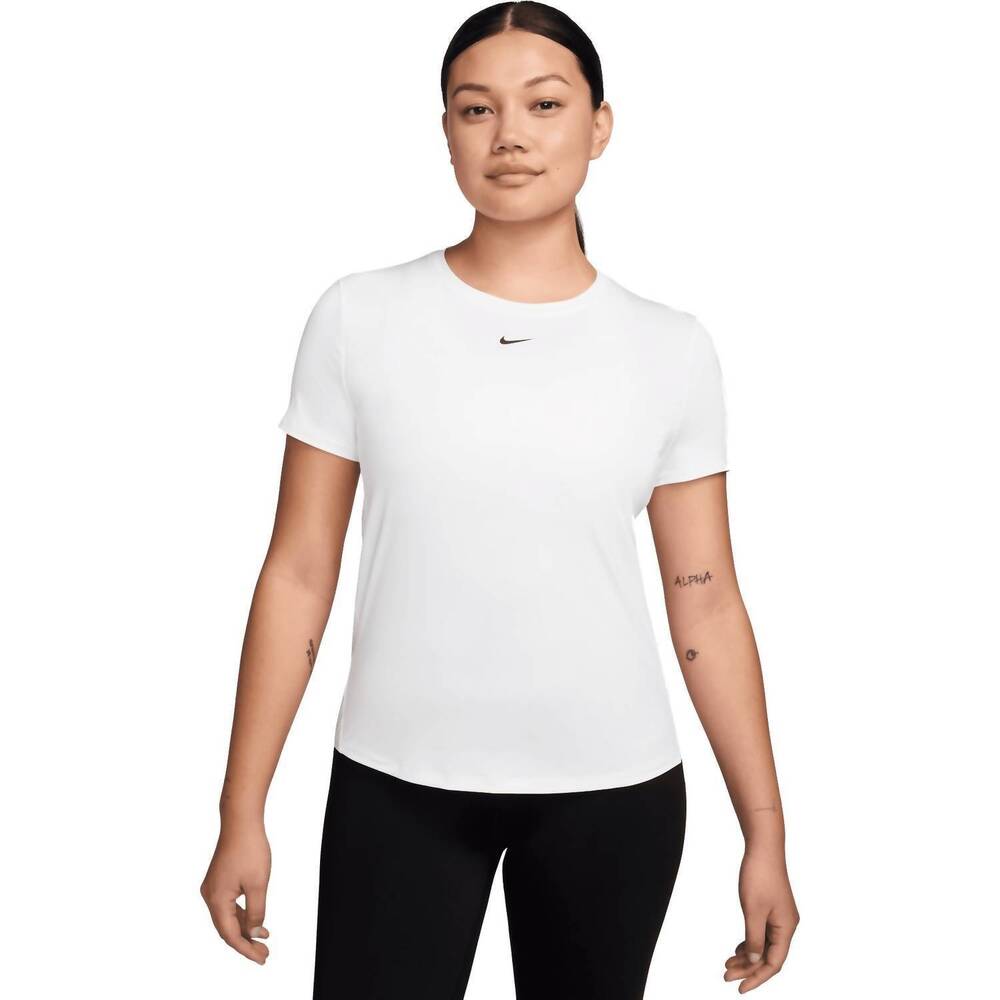 NEW NIKE one classic dri-fit short sleeve top in tattoo/white